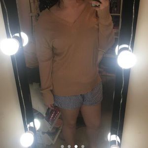 Pink v-neck long sleeve, cross back